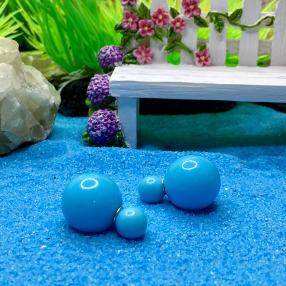 Light Blue Candy Double Stud Earrings - Picture 6 of 6